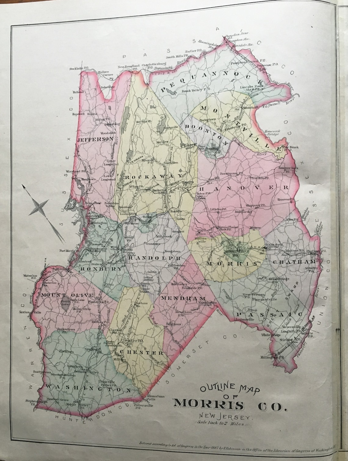 1887 Morris County New Jersey Index Page ATLAS MAP Etsy