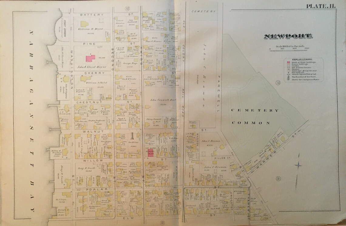 1883 The Point Newport Rhode Island Braman and Island Cemetery Etsy