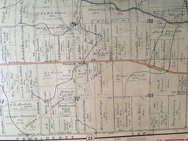 ORIGINAL 1924 Swanton & Washington Township Homeville Lucas County Ohio
