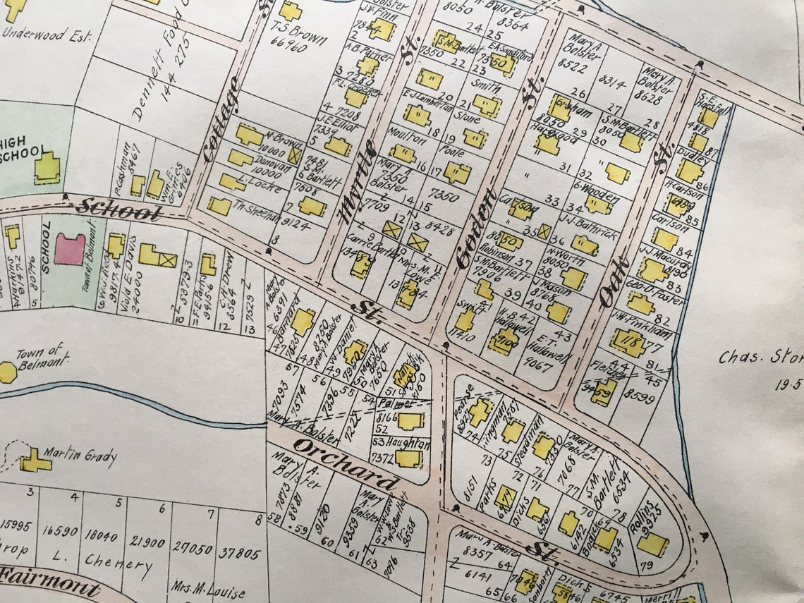 ORIGINAL 1898 Belmont Massachusetts Washington Street to Hills Etsy