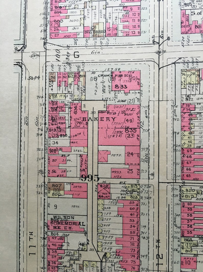 11th Street to 15th Street /& E Street to K Street Atlas Map Reproduction 1946 Washington D.C
