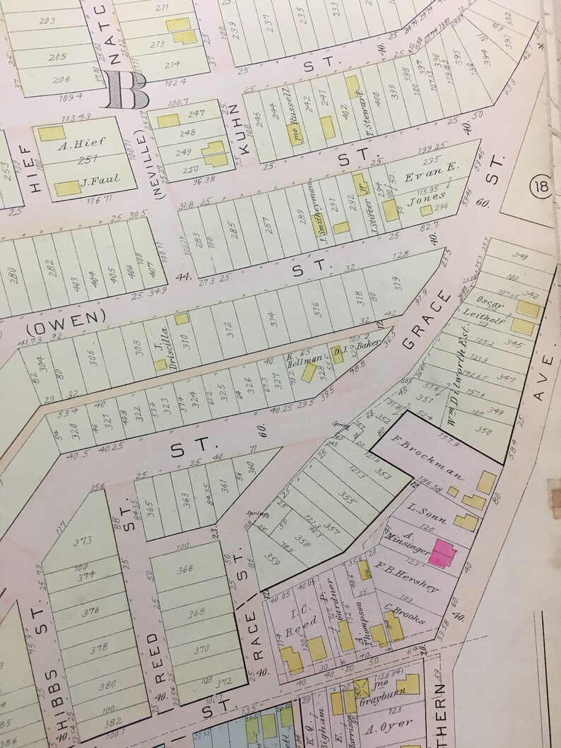 Washington Park Pittsburgh Pennsylvania Bigham/'s Woods Lelia Street to Wilbert Street /& Southern Avenue Park ATLAS MAP Reproduction 1901 Mt