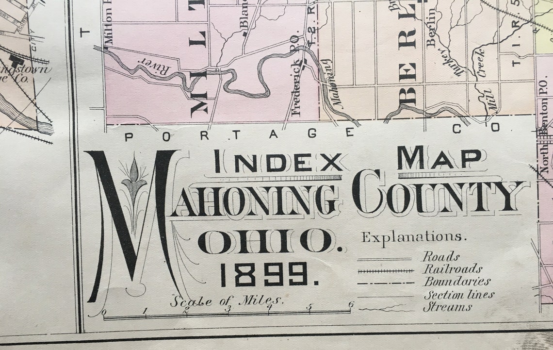 1899 Youngstown Mahoning County Ohio Index Page Atlas Map Etsy