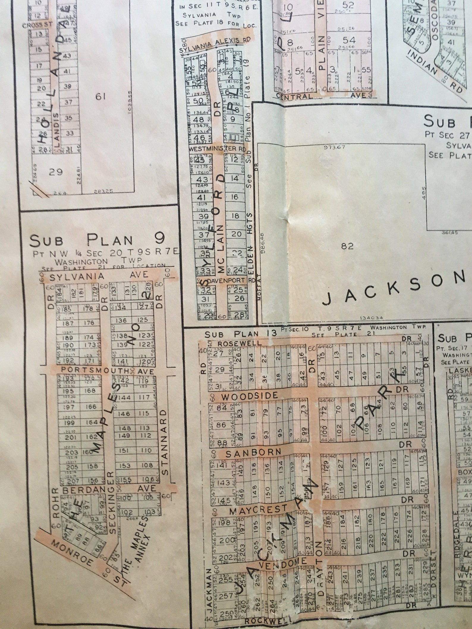 ORIGINAL 1924 Lucas County Ohio Close up of Subplans Atlas Map Etsy