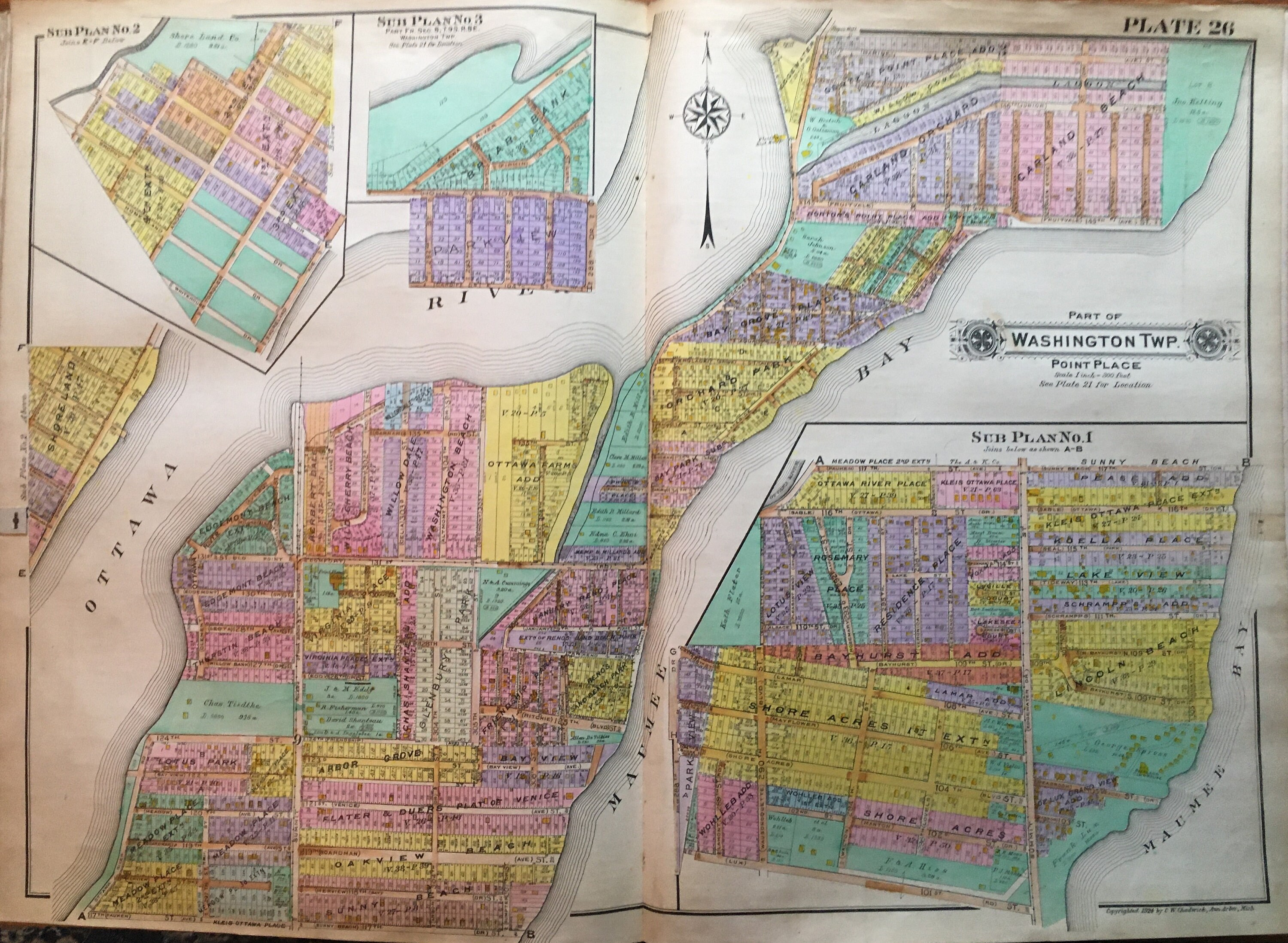 Point Place Ohio Map 1924 Washington Township Point Place Lucas County Ohio Ottawa | Etsy India