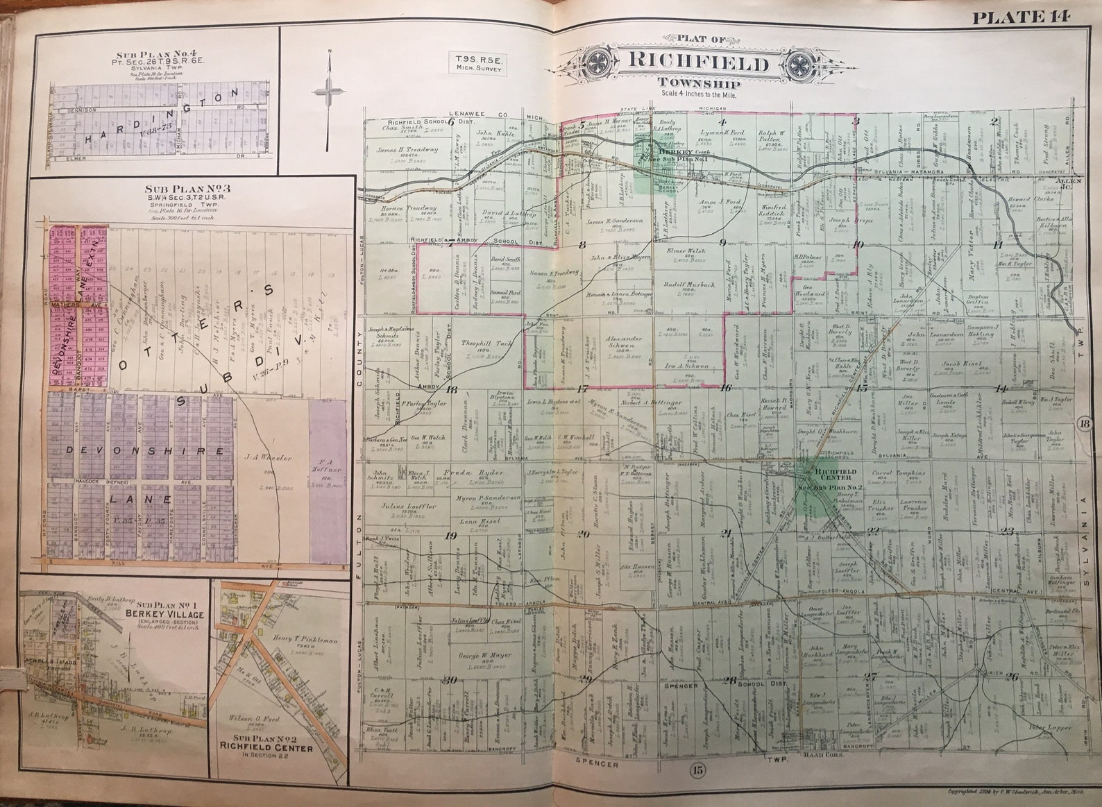 ORIGINAL 1924 Richfield Township Lucas County Ohio Fulton Etsy