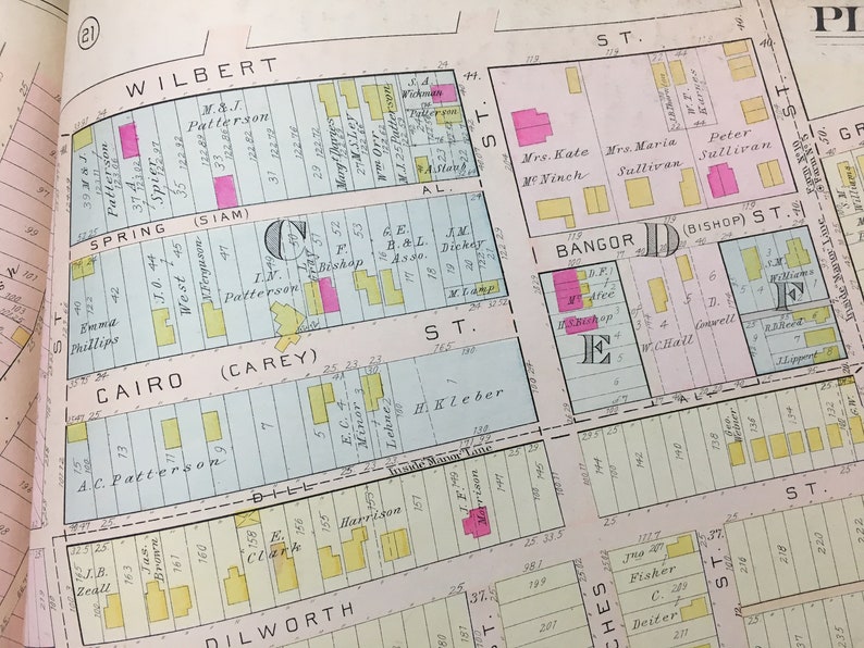 Washington Park Pittsburgh Pennsylvania Bigham/'s Woods Lelia Street to Wilbert Street /& Southern Avenue Park ATLAS MAP Reproduction 1901 Mt