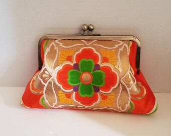 Groene en Oranje Kiku Kimono Obi Bag