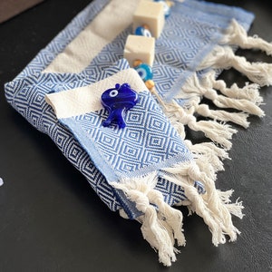 Turkish Towel Handwoven Hand Towel for Bathroom and Kitchen Balmy Olive Oil Soap Amulet Included image 1