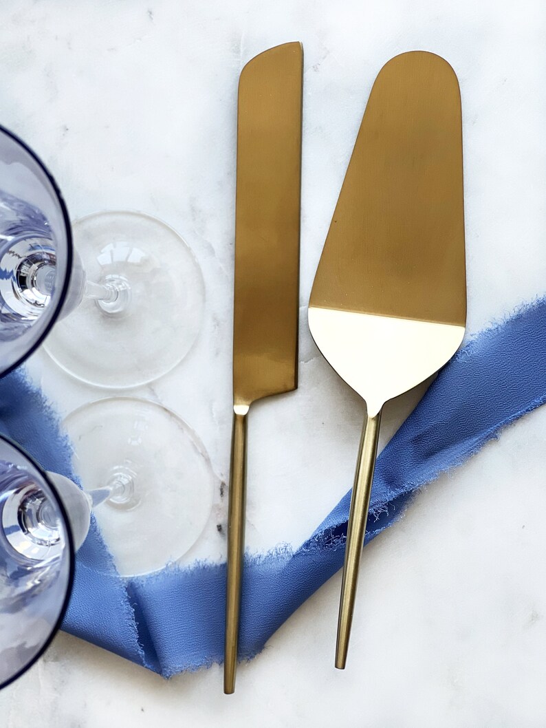 Gold Wedding Cake Serving Set Elegantly Handcrafted Etsy