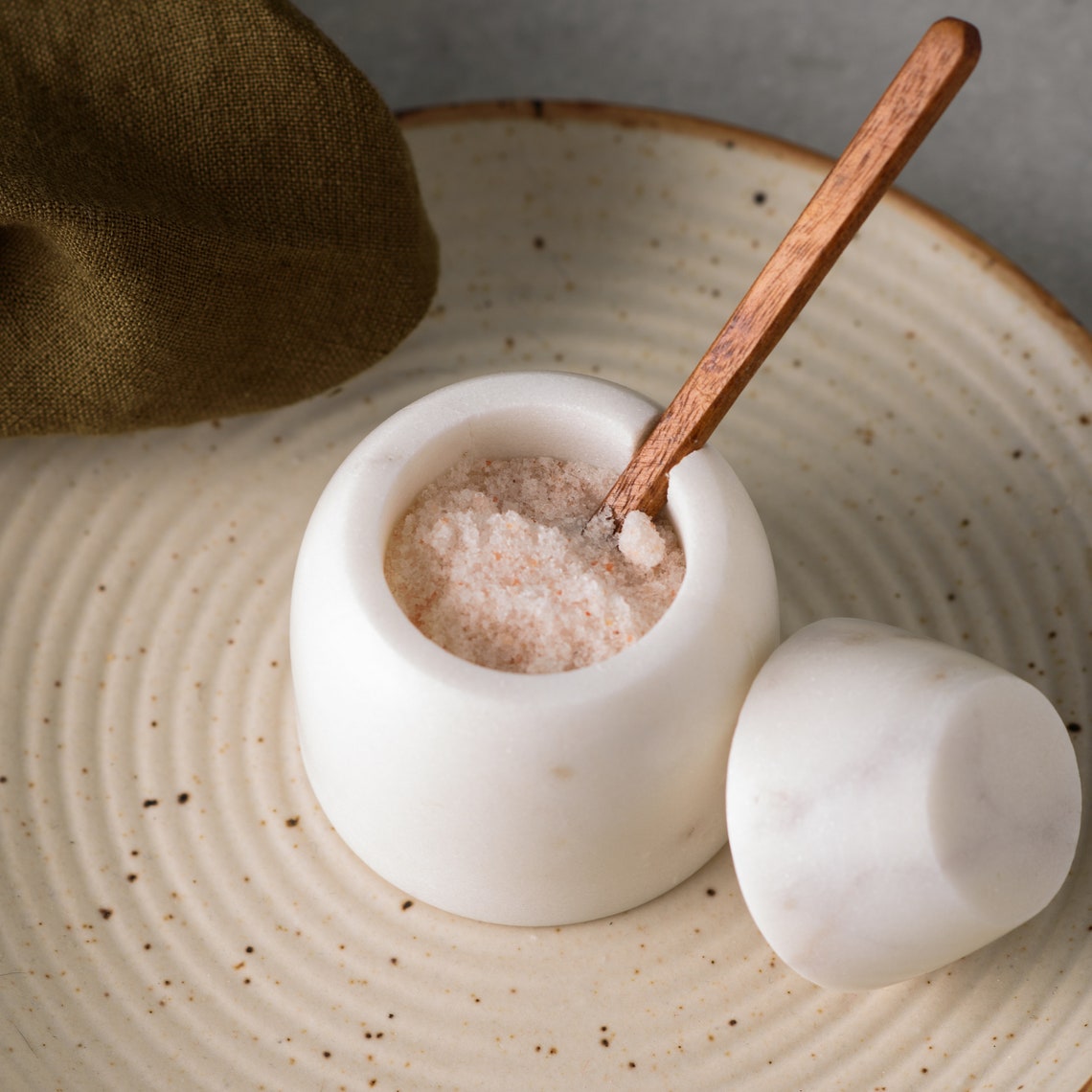 Salt And Pepper Containers White Marble Spice Jar Or Sugar Jar - Main Image