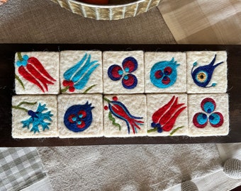 Handmade Olive Oil Felted Soap with Traditional Turkish Motifs