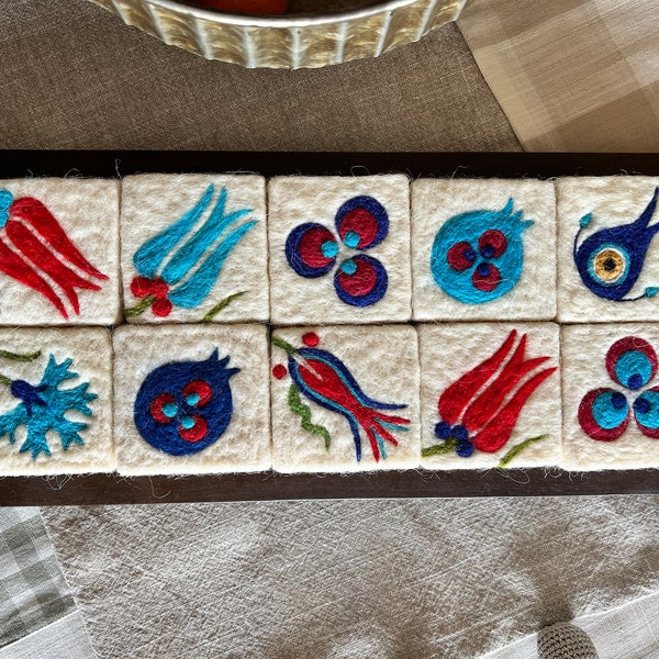 Handmade Olive Oil Felted Soap with Traditional Turkish Motifs