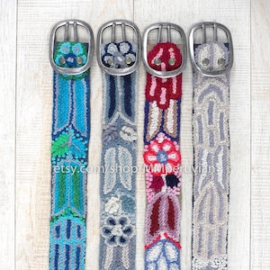 Ceinture brodée péruvienne florale, ceintures brodées en laine, ceinture ethnique florale, ceinture boho, cadeaux pour elle, ceintures