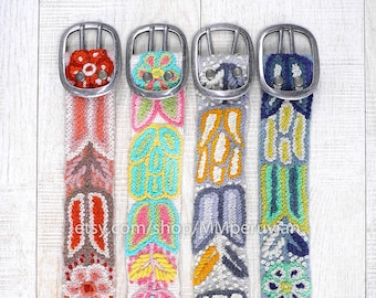 Peruvian embroidered belt floral colorful, wool embroidered belts, floral ethnic belt, boho belt, gifts for her, peruvian belts, peru belts