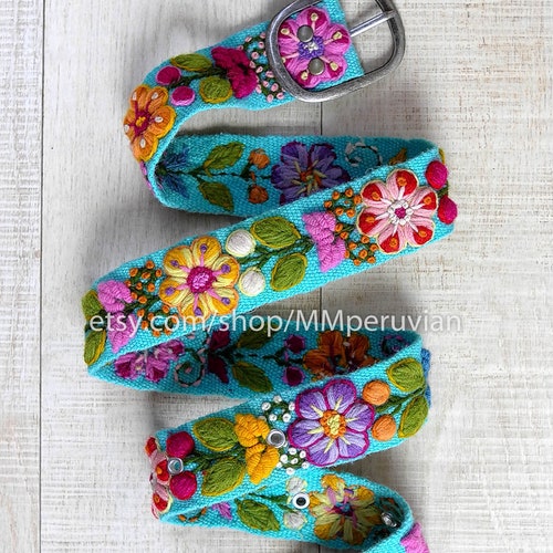 Wildflowers Embroidered Wool Belt