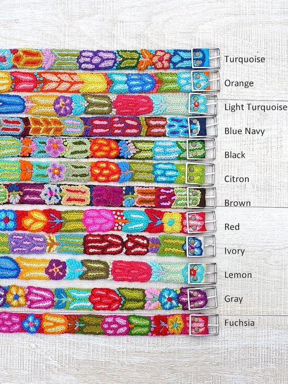 Woven embroidered belt floral women belt embroidered belt, floral ethnic  belt, boho belt, hand embroidered belt colorful
