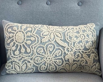 Ethnic cushion cover, Embroidered lumbar pillow, Handmade pillow case, Decorative pillow case,, Bohemian home decor, Peruvian cushion