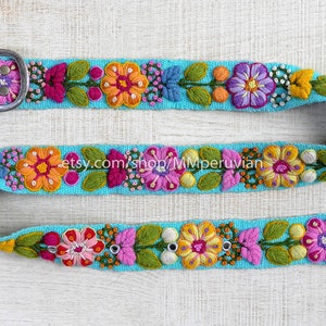 Ethno Gürtel, Perugürtel bestickt Gürtel mit Blumenmuster, gestickte Wollgürtel, ethnischer Blumengürtel, Boho-Gürtel, Geschenke für sie Bild 7