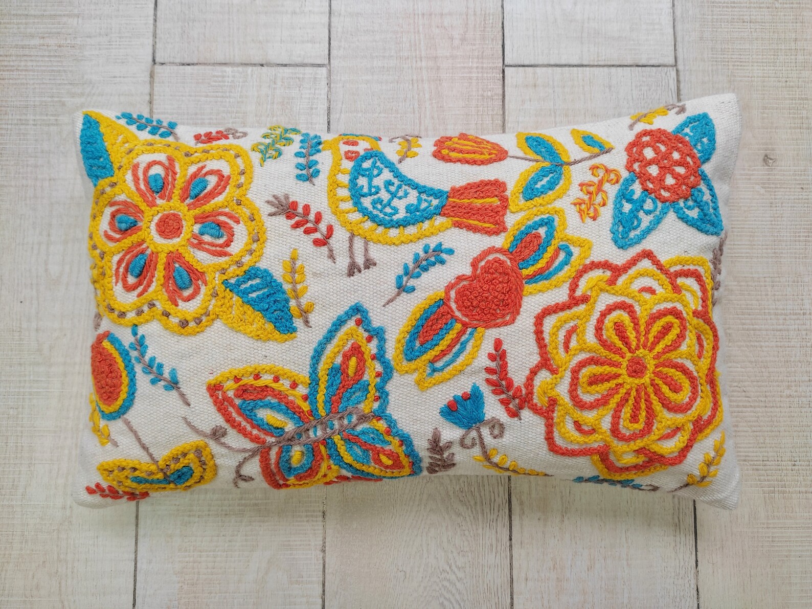 Ethnic Cushion Cover Embroidered Lumbar Pillow Handmade Etsy