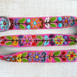 Ethno Gürtel, Perugürtel bestickt Gürtel mit Blumenmuster, gestickte Wollgürtel, ethnischer Blumengürtel, Boho-Gürtel, Geschenke für sie Bild 5