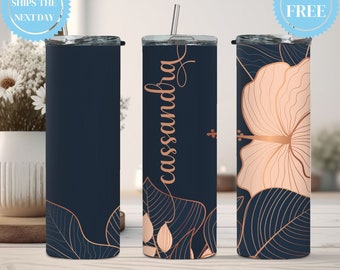 Custom Floral Tumbler, Personalized Wedding Tumbler, Cute Bride Gift, Bridal Party to Go Cup, Birthday Gift for her