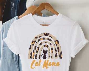 Camisa Cat Mama Rainbow, camiseta Cat Mama boho Rainbow, regalo Cat mama, camiseta Rainbow Cat Mama, camiseta para amante de los gatos