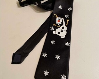 Winter Snowflakes Necktie, Snowman, Winter, Christmas, Snow, Cool and Fun Tie, Birthday Gift, Special Events