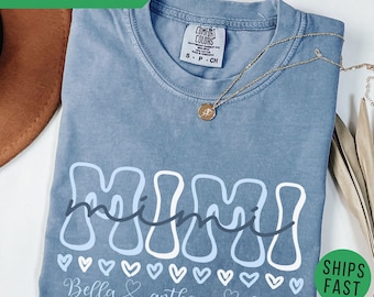 Personalized Mimi T-Shirt, Floral Grandkids Names Shirt, Mother's Day Gift
