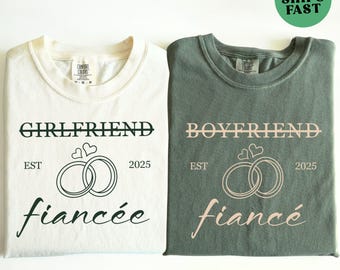 Engagement Shirts for Couples, Boyfriend Fiance Gift Shirt, Girlfriend Fiancee Gift Shirt, Just Engaged, Newly Engaged Couple Shirts