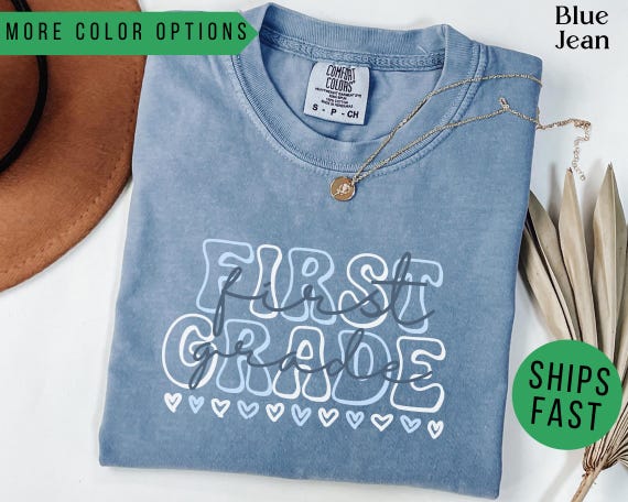 Comfort Colors Floral First Grade Teacher Shirt