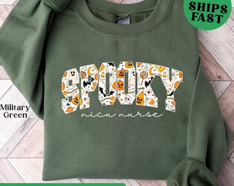 Halloween Spooky Nurse Sweatshirt, Spooky Nurse Sweater, Fall Nurse Sweatshirt, Halloween Nursing Shirt, Halloween Shirts, Halloween Sweater
