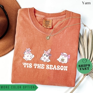 Tis The Season Halloween Shirt, Halloween Comfort Colors Shirt, Retro Ghost Shirt, Cute Fall Shirt, Women&#39;s Halloween Tee, Pumpkin Season