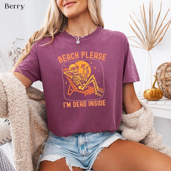 Comfort Colors Skeleton Summerween T-Shirt, Funny Beach Please Tee