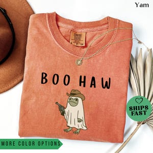 Comfort Colors® Boo Haw Shirt, Funny Ghost Cowboy Tee, Western Halloween Shirt, Spooky Fall Shirt, Country Girl Gift