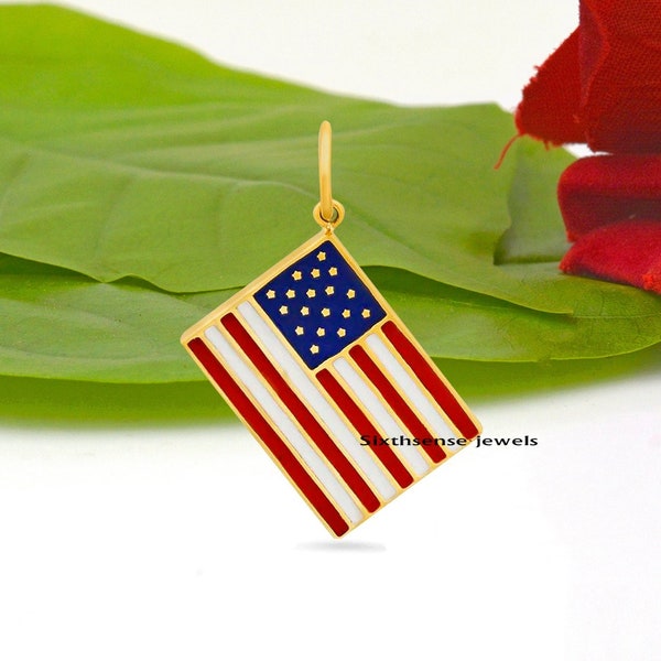 Us Flag Necklace Etsy