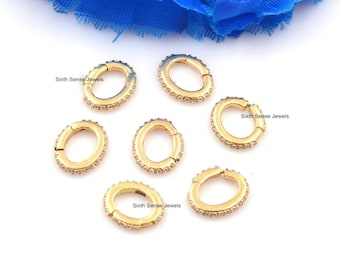 Turquoise 14K Gold Charm Enhancer, Diamond Oval Link Lock