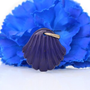 Carved Lapis Shell Pendant: 925 Silver, Gold Plated