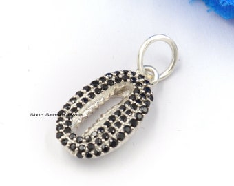 Diamond Pave Cowrie Shell Pendant, 925 Silver