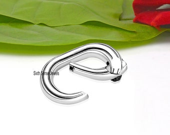 925 Silver Charm Holder: Oval Push Lock Enhancer (14 MM)