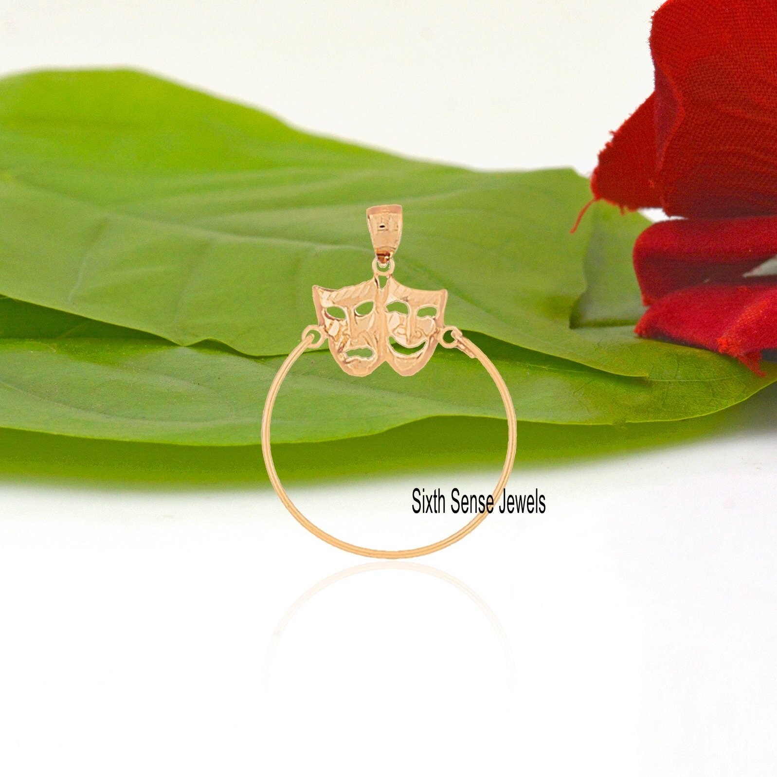 14k Gold Charm Holder, Gold Charm Holder Pendant, Solid Charm Holder