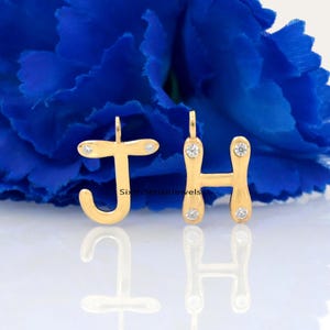 Colgante de letra de burbuja de oro de 14K, colgante de letra de burbuja de diamante, colgante de letra inicial de burbuja de diseñador,