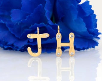 14KGold Initial Bubble Letter Pendant,Diamond Bubble Letter Pendant,Designer Bubble InitialLetter Pendant,Bubble Letter Charm,InitialPendnat