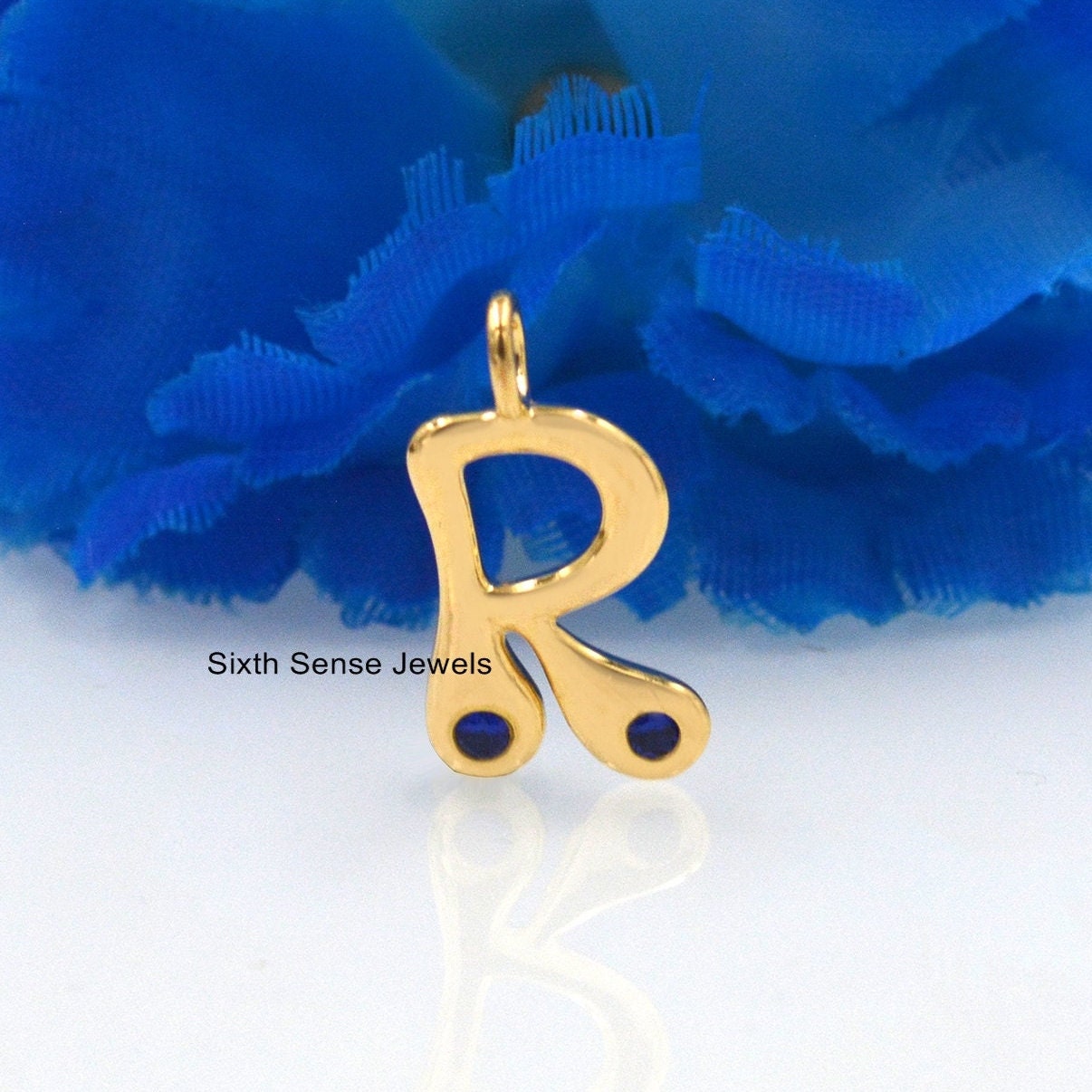 Solid Puffy Bubble Letter Charm B / 14K Yellow Gold