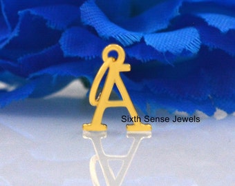 14K Solid Gold Initial Charm: Personalized Alphabet Pendant