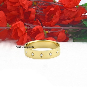 Alliance en argent 925 et diamants : alliance céleste