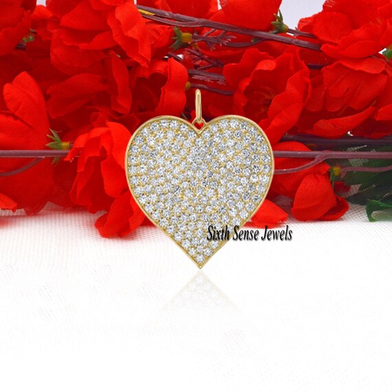 925 Silver Diamond Heart Charm, Gemstone Heart Pendant, Full Pave Heart  Love Charm, Micro Pave Heart Charm Pendant, Beautiful heart Charm