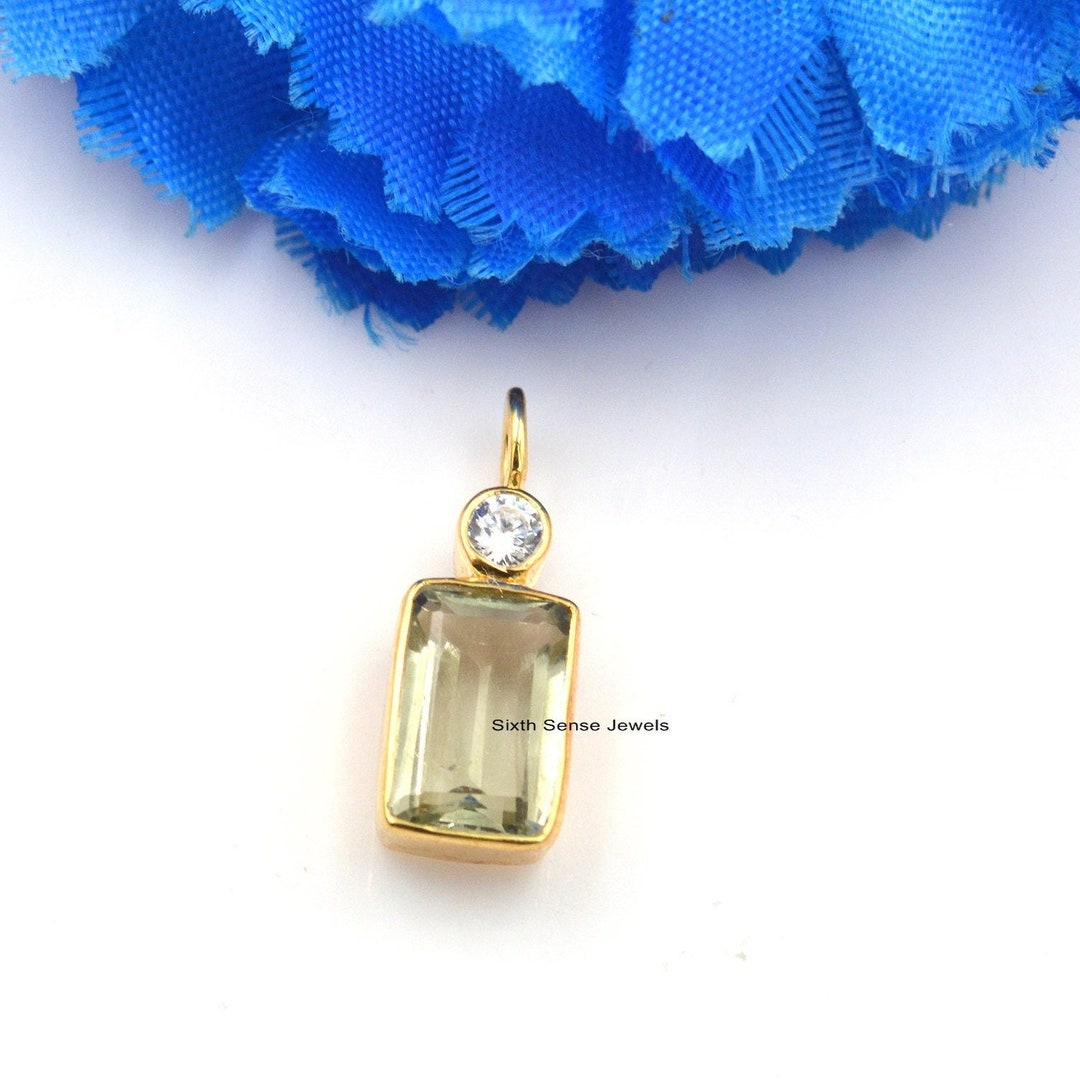 14k Solid Gold Square Cut Charm, Amethyst Square Cut Charm, 14K Tiny Amethyst Charm, 14k Woman