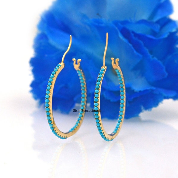 Turquoise Pave Maxi Hoops
