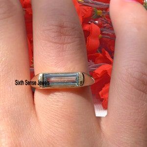 925 Silver Straight Baguette Ring, Solid Silver Solitaire Ring, Baguette Cut Moissanite Ring, Baguette Ring, Proposal Ring, Wedding Ring